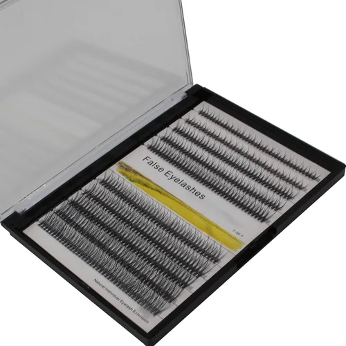 Miniatura 2 de 1 bandeja, 400 unidades Beauty Nature Long Fishtail Style Pestañas falsas individuales, racimos mezclados de 0.315-0.630 in de alto volumen 3D