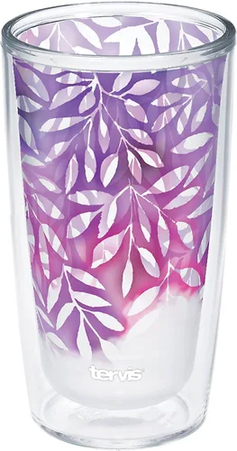 Miniatura 10 de Tervis Vaso aislado de cristal de doble pared hecho en Estados Unidos con acuarela floral morado que mantiene las bebidas frías y calientes, 16