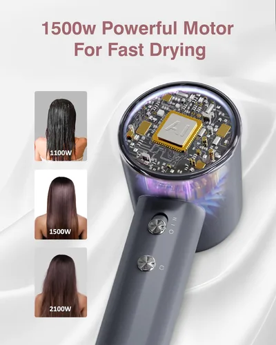 Miniatura 6 de Secador de pelo, 160000 rpm, secador iónico profesional de alta velocidad, 200 millones de iones negativos, control de calor y secador de pelo