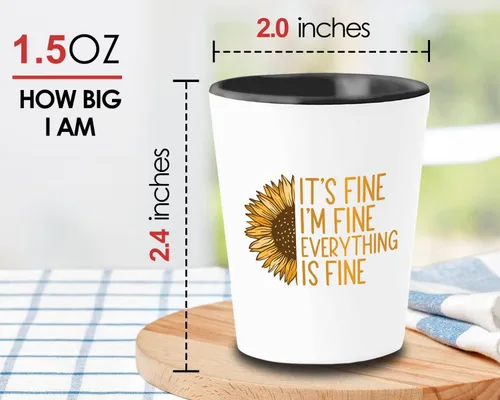 Miniatura 5 de Bubble Hugs Vaso de chupito motivacional de 1.5 onzas – It's Fine I'm Fine Everything – Apreciación motivacional, refranes inspiradores, regalo