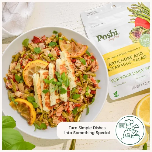 Miniatura 7 de POSHI Ensalada natural de alcachofas y espárragos, ceto, vegana, sin OMG, baja en carbohidratos + calorías, sin gluten, lista para comer, verduras