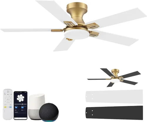 Miniatura 17 de Hoenofly Ventilador de techo inteligente de 42 pulgadas con control remoto de luces, control por aplicación y voz Alexa WIFI, motor CC reversible
