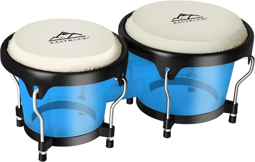 EastRock Bongo - Juego de tambores de 6 y 7 pulgadas para adultos, principiantes, profesionales, cavidad transparente y metal Bongos, instrumentos