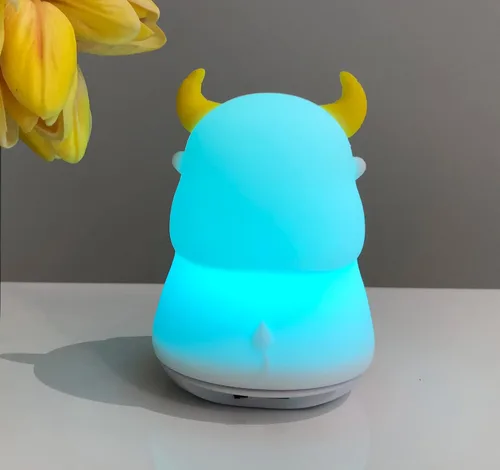Miniatura 4 de Linda luz nocturna para niños, lámpara de noche para dormitorio, bebé, portátil, batería de silicona portátil, luz nocturna LED, para guardería Vaca