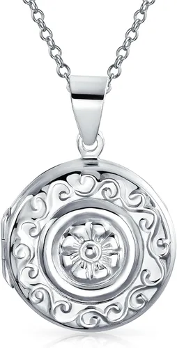Medallón bohemio con foto en relieve para mujeres y adolescentes que sostienen fotos de plata de ley 925 Metal
