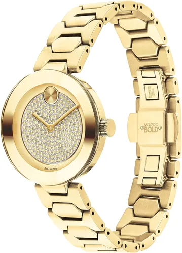 Miniatura 3 de Movado Reloj para mujer con barra en T y esfera plana de cristal, color dorado (modelo 3600492)