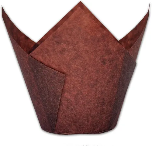 Miniatura 13 de Tazas para hornear de tulipán color negro de gran tamaño 5.7 cm (diámetro de la base) x 10.2 cm (altura de la pared) Papel pergamino para hornear