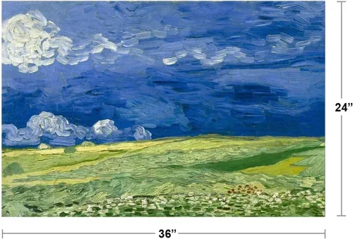 Miniatura 3 de Vincent Van Gogh Laminado Campo de trigo bajo las nubes de tormenta Van Gogh Arte de pared Impresionista Estilo de Pintura Naturaleza Primavera Flor