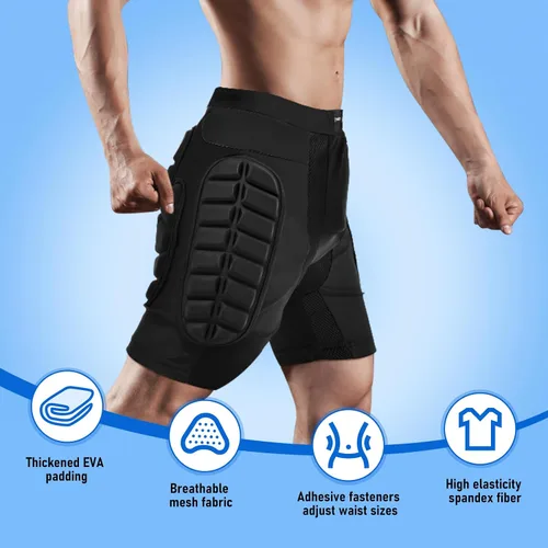 Miniatura 3 de TOMSHOO 3D Hip Protective Snowboard Butt Pads Impact Shorts Tailbone Protection Crash Pants for Skiing Skateboarding, Men Women