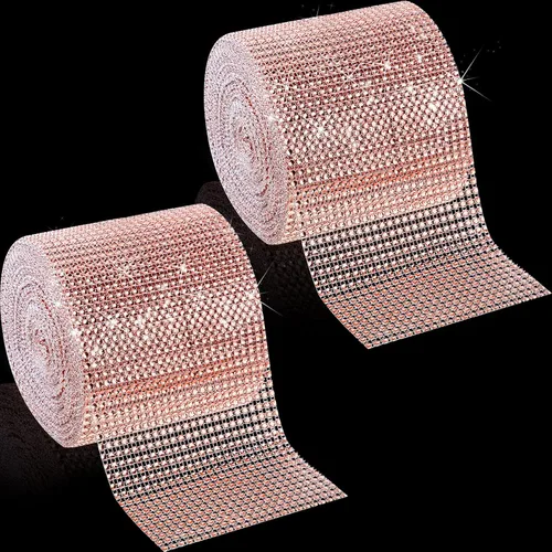 Miniatura 8 de Cinta de malla de diamantes brillantes de 20 yardas, cinta de malla con diamantes de imitación, 24 filas para decoración de eventos, pasteles