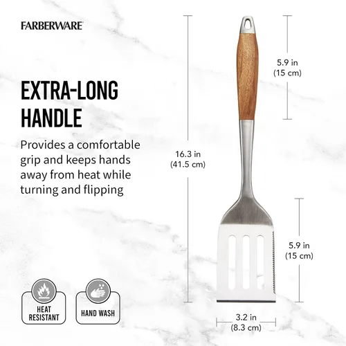 Miniatura 3 de Farberware Barbacoa - Volteador de madera de acacia, 16.25 pulgadas, madera de acacia