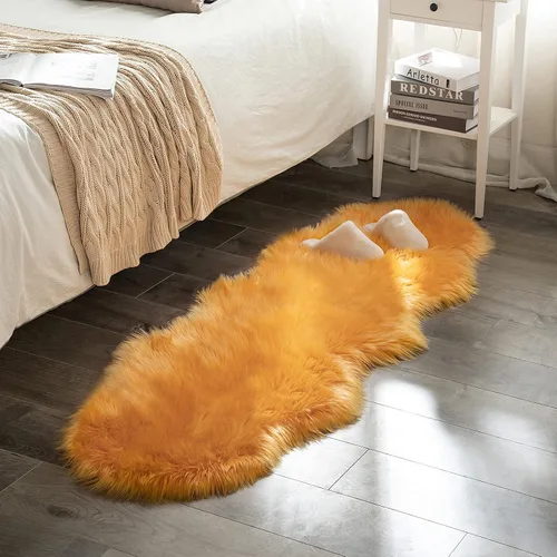 Miniatura 30 de MIULEE Alfombra de Piel de Oveja Sintética de 3 x 5 Pies, Alfombras de Área Mullidas de Lujo - Alfombra Decorativa Shag Súper Suave para Dormitorio