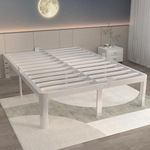 Miniatura 7 de ITIMIDI Marco de Cama Blanco Tamaño Completo de 12 Pulgadas, Marco de Cama de Plataforma de Metal Tamaño Completo Sin Necesidad de Somier, Cabecera