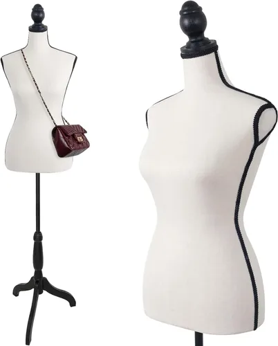 Miniatura 11 de Maniquí femenino con forma de torso y cuerpo de mujer con trípode ajustable para costura, para exhibición de vestidos, joyería (color beige)