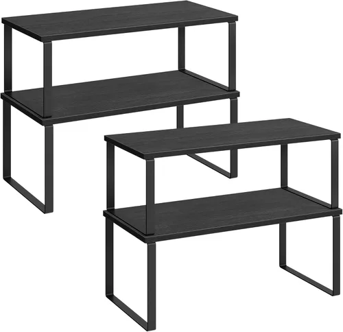 Miniatura 13 de SONGMICS Estante organizador de gabinete, juego de 4 estantes de encimera de cocina, almacenamiento de cocina, estante de especias, apilable, Tinta