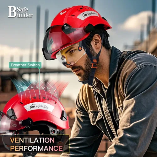 Miniatura 7 de SAFEBUILDER Casco de seguridad de construcción con visera incorporada Casco duro ABS con visera Ventilación ajustable Casco de trabajo Protección