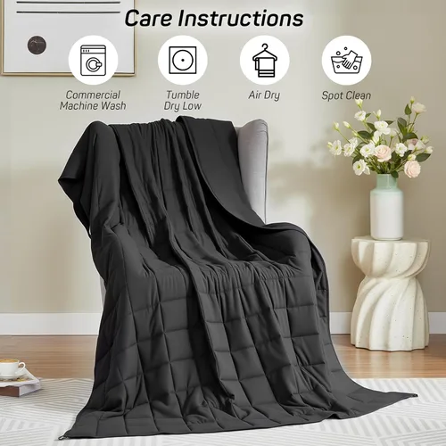 Miniatura 7 de Manta con peso para adultos de 15 libras, manta pesada tamaño Queen para 125-180 libras, manta pesada con cuentas de vidrio de primera calidad
