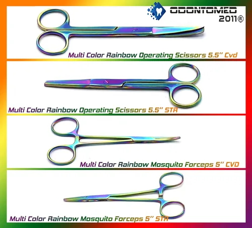 Miniatura 3 de OdontoMed2011® Kit avanzado de anatomía Acero inoxidable de alta calidad Multi Titanium Rainbow Color Juego de 24 herramientas con mango
