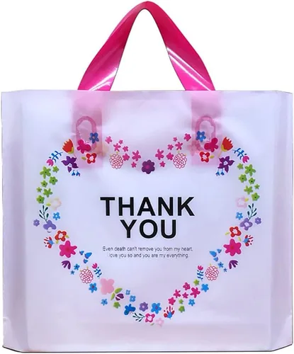 Miniatura 4 de 50 bolsas de plástico de 9.8 x 11.8 pulgadas, bolsas de compras al por menor, bolsas de boutique con asas, hermoso día (más patrones disponibles)