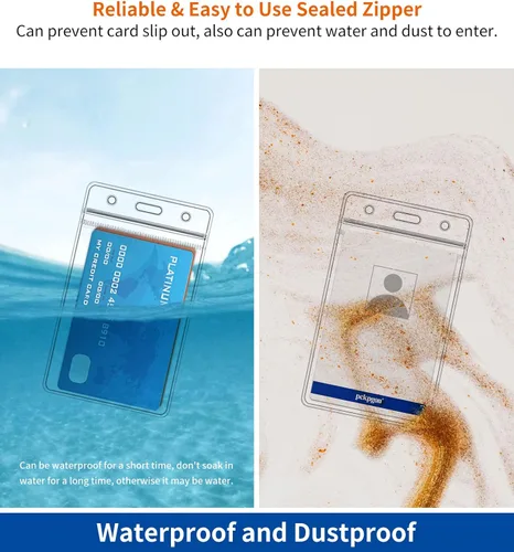 Miniatura 5 de Paquete de 50 soportes verticales para tarjetas de identificación, funda de plástico transparente para tarjetas de trabajo, protector de cubierta