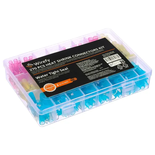 Miniatura 4 de Kit conector de cable retráctil de 270 piezas. Terminales automotrices marinas con aislación eléctrica
