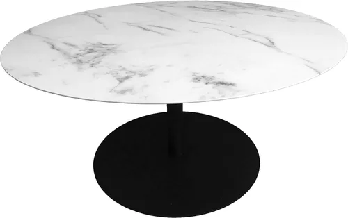 Miniatura 4 de Juego de mesa de centro redonda de metal de 3 piezas con acabado de mármol y marco de acabado de recubrimiento en polvo negro (18"/20"/30")
