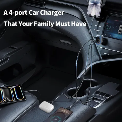 Miniatura 2 de Cargador de coche USB C, Meagoes 4 puertos 90W carga súper rápida, doble 45W USBC y QC3.0 USB 12V adaptador de encendedor de cigarrillos para iPhone
