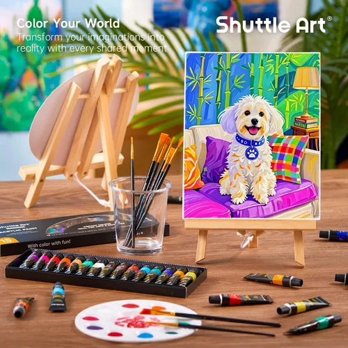 Miniatura 6 de Shuttle Art Kit de pintura para adultos y parejas, kit de pintura para citas nocturnas y manualidades, con 2 paquetes de pintura de 15 colores, 2