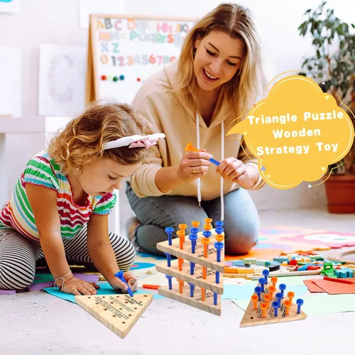 Miniatura 4 de 30 paquetes de juego de clavijas de madera, juego de triángulos complicados para familia, viajes, adolescentes y adultos