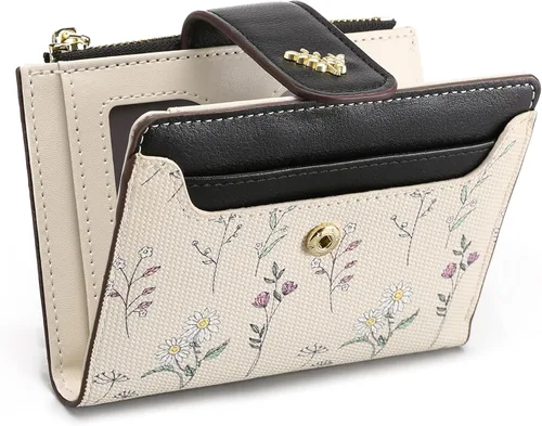 Miniatura 8 de GAEKEAO Billeteras pequeñas para mujer, con bloqueo RFID, de cuero, plegable, con cremallera, bolsillo para tarjetas de crédito, con ventana