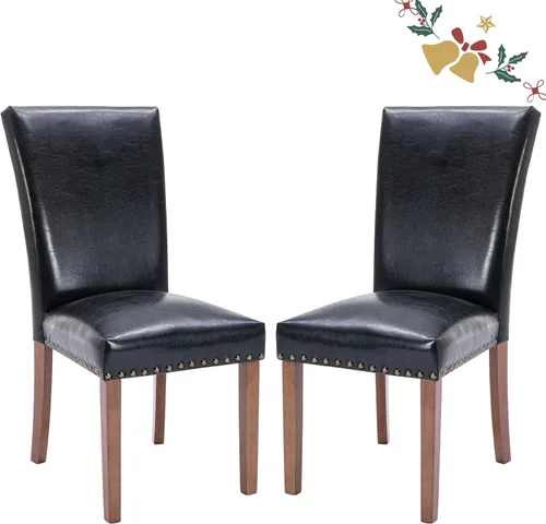 Miniatura 20 de Juego de 2 sillas de comedor Parsons, sillas tapizadas con cabeza de clavo para comedor y cocina con cojines gruesos y patas de madera, verde