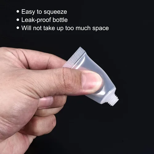 Miniatura 5 de PATIKIL Tubo de compresión de 0.17 fl oz, paquete de 50 tubos cosméticos vacíos de plástico con tapa abatible para viajes domésticos, transparente