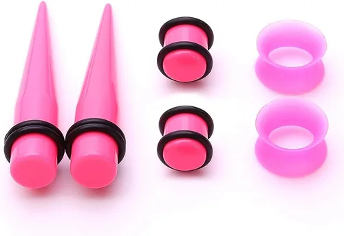 Miniatura 8 de JieyueJewelry - Paquete de 50 unidades para estiramiento de oreja (14G-00G),túneles de silicona, conos y tapones acrílicos, set para expandir