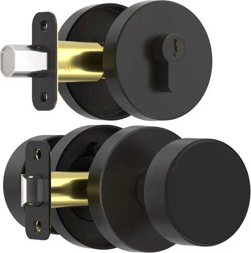Miniatura 12 de Paquete de 4 perillas falsas interiores negras, perillas de puerta negras mate para puertas plegables de armario, manija de puerta redonda moderna