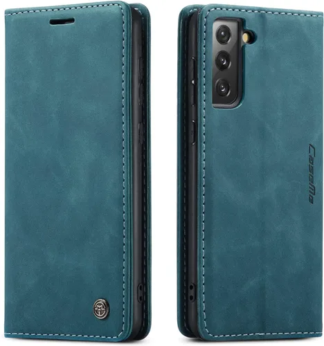 Miniatura 40 de Funda tipo cartera compatible con Samsung Galaxy S21 con tarjetero de bloqueo RFID, funda de piel con función atril para Samsung Galaxy S21 de 6.2