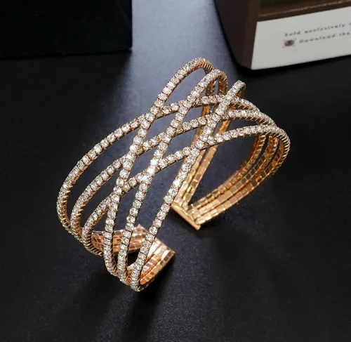 Miniatura 3 de Pulsera de diamantes de imitación para mujer, pulsera multicapa de cristal