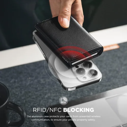 Miniatura 2 de VULKIT Tarjetero de crédito con compartimento para billetes de banco, bloqueo RFID, cartera de cuero desplegable con ventana de identificación