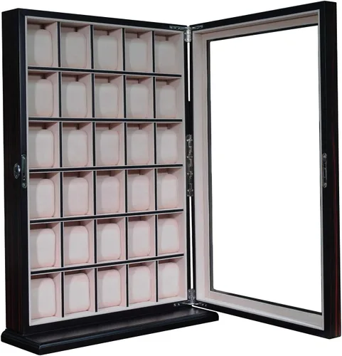 Miniatura 4 de TimelyBuys Caja organizadora de 30 piezas de madera de ébano para colgar en la pared, caja organizadora de almacenamiento y soporte para regalo