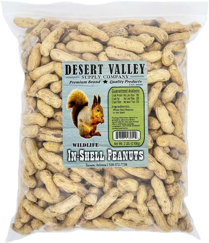 Desert Valley Supply Cacahuetes crudos en cáscara de alta calidad, 2 libras, alimento totalmente natural para ardillas, ciervos, pájaros y otros