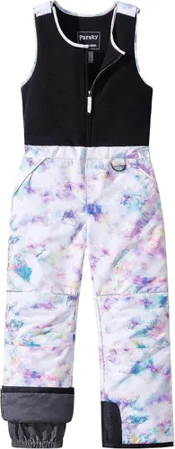 Pursky Pantalones de nieve para niños, baberos de esquí de invierno para niña, con aislamiento, impermeables, pantalones de nieve de forro polar,