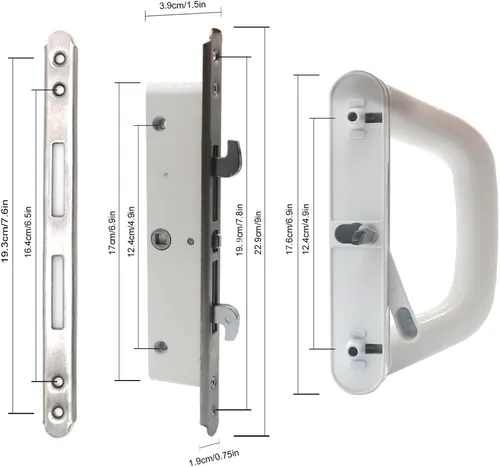 Miniatura 2 de Juego de manijas de puerta corrediza de patio con cerradura de embutir, adecuado para puertas corredizas de patio de vidrio con grosor de 1.5 a 2