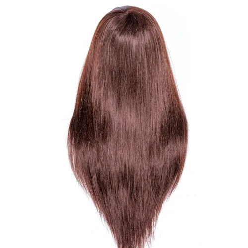 Miniatura 5 de Cabeza de maniquí con 60% cabello real, cabeza de práctica y entrenamiento para peluquería, maniquí para cosmetología, con 9 herramientas y soporte