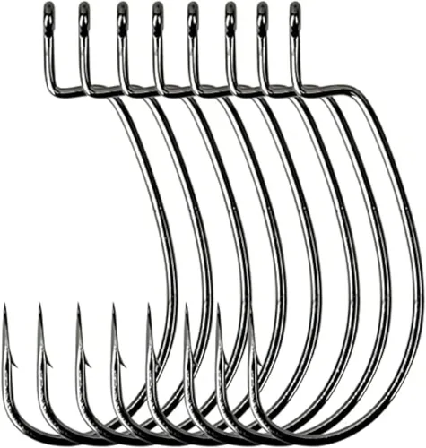 Miniatura 6 de Angler's Grotto EWG - Gancho de gusano de vástago desplazado 15/25 unidades por paquete Anzuelos de pesca de agua dulce y salada Acero de alto
