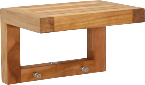 Miniatura 5 de Estante de pared plano de teca Moa de 12" con ganchos