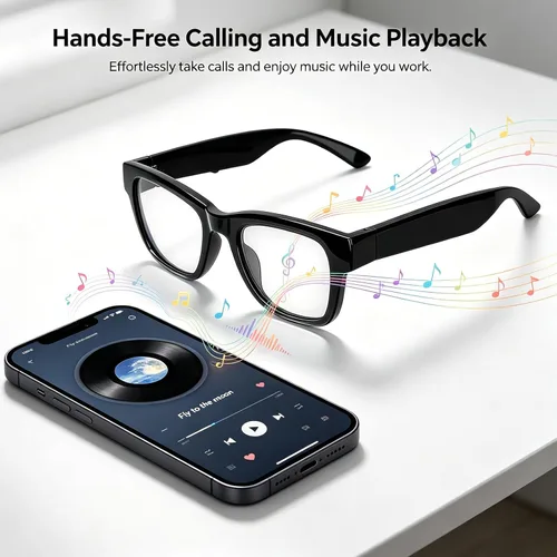 Miniatura 4 de Lentes inteligentes AI para hombres y mujeres, traducción en tiempo real, lente de cambio de color con protección UV y luz azul, música y llamadas