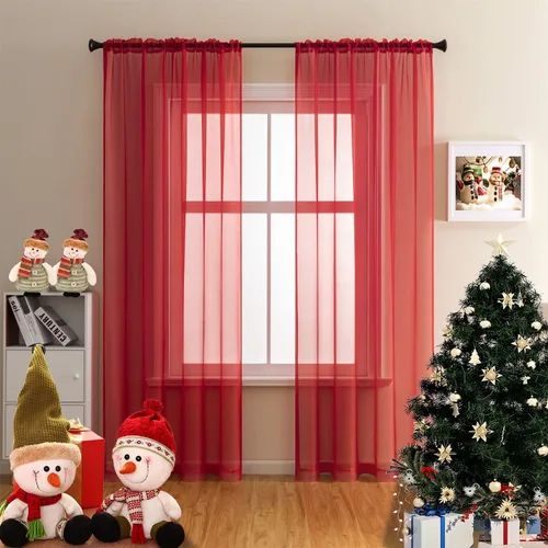 Miniatura 18 de GYROHOME Cortina de gasa transparente con bolsillo para barra, filtro de luz solar, protege la privacidad de poliéster transparente para sala