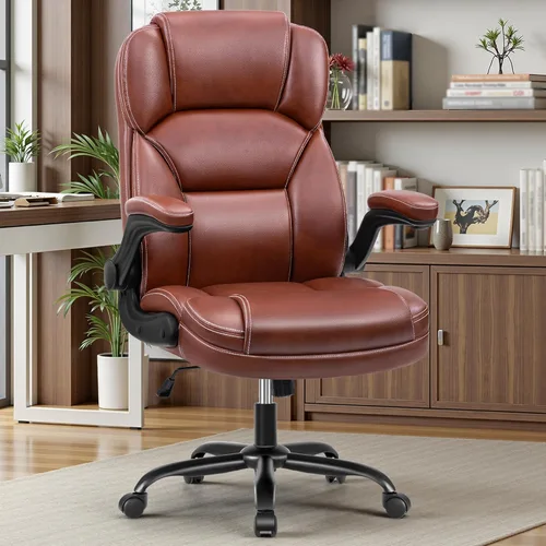 Miniatura 10 de Silla de Oficina Ejecutiva de Cuero PU, Silla Ergonómica de Respaldo Alto para Computadora y Juegos con Altura Ajustable, Giratoria con Ruedas y Gris