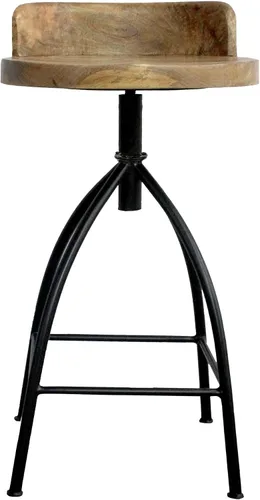 Miniatura 5 de TUP THE URBAN PORT Pia Taburete de altura de mostrador de estilo industrial de 25 a 31 pulgadas con asiento giratorio ajustable, marrón, negro