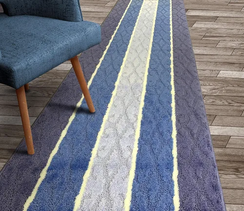 Alfombra de pasillo de longitud personalizada, antideslizante, 26 pulgadas de ancho x tu elección de longitud, azul damasco, 26 pulgadas x 3 pies,