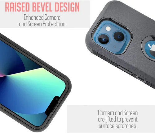Miniatura 3 de Funda diseñada para iPhone 13 (6.1 pulgadas), protección contra caídas de cuerpo completo, clip para cinturón, funda resistente con protector